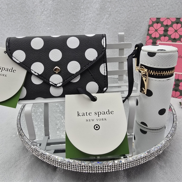 Kate Spade x Target Polka Dot Card Case & Lipstick Holder Bag Charm Set - Picture 7 of 16